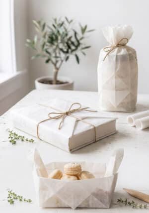 סדנא לפסח ולחגי ישראל, סדנאות פרטיות בזום ופרונטליות, סדנת גיבוש לנשים, סדנא לצוות, סדנאות יצירה בסטייל. סדנא בנייר אפייה, חוט פשתן וצמחי תבלין. מורן אלחלל סדנאות מעשירות וייחודיות. wraping with style with baking paper workshop by moran alhalel